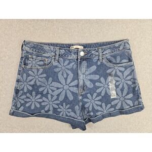 So Jean Shorts Womens Size 16 Denim Mom Short Cuffed Jeans Flower Blue NWT